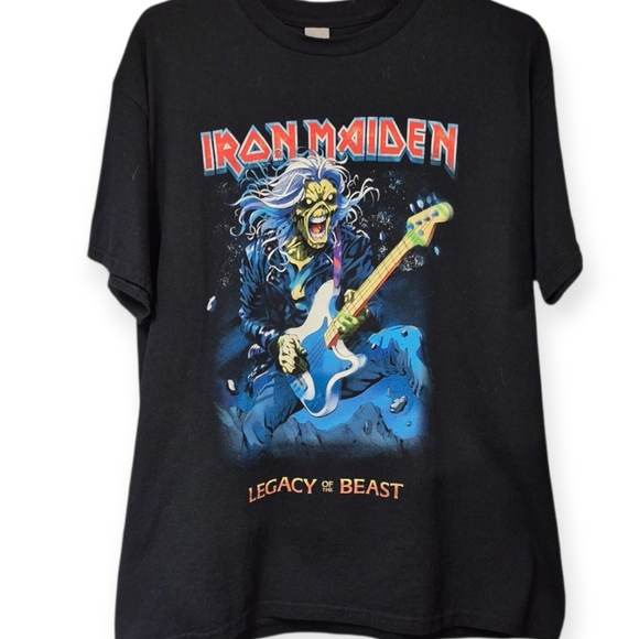 Iron Maiden Black Heavy Cotton T-Shirt  Gildan Unisex Large Legacy of the Beast - Picture 10 of 10
